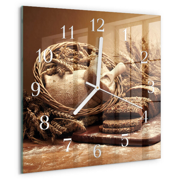 Wanduhr quadratisch Brot