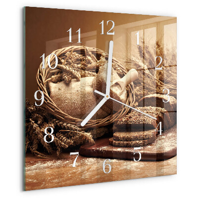 Wanduhr quadratisch Brot