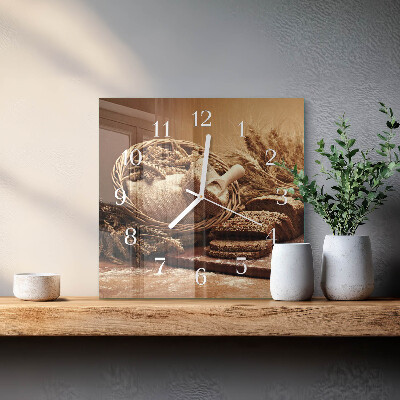 Wanduhr quadratisch Brot