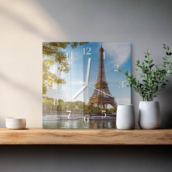 Wanduhr quadratisch Eiffelturm Paris