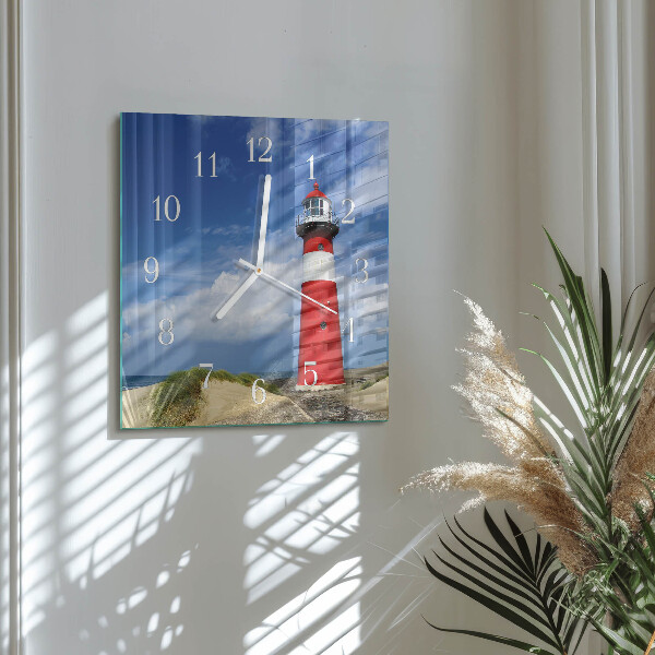 Wanduhr quadratisch Leuchtturm