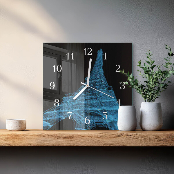 Wanduhr quadratisch Eiffelturm Paris