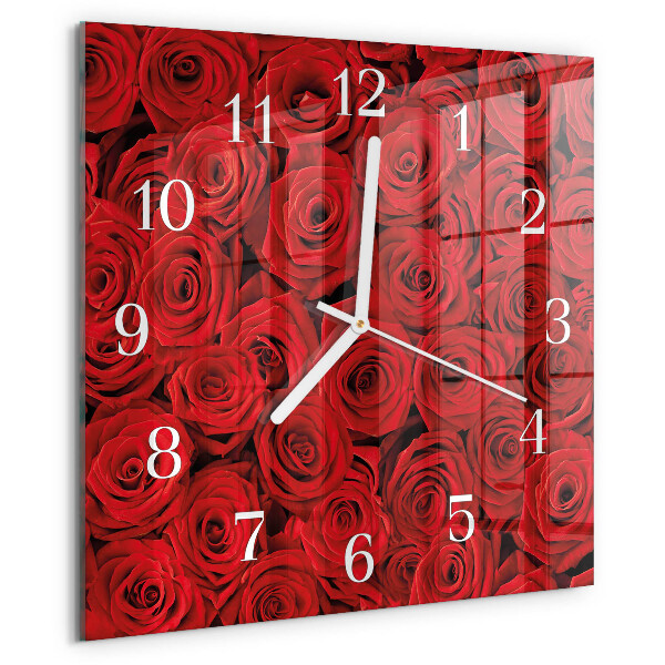 Wanduhr quadratisch Rosen
