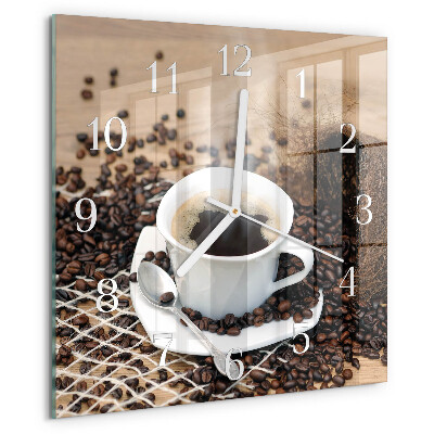 Wanduhr quadratisch Tasse Kaffee