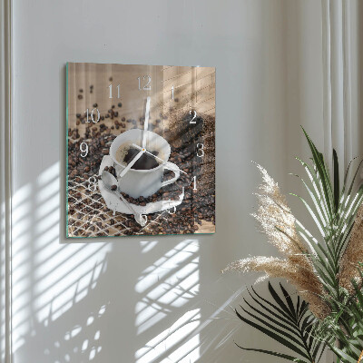 Wanduhr quadratisch Tasse Kaffee