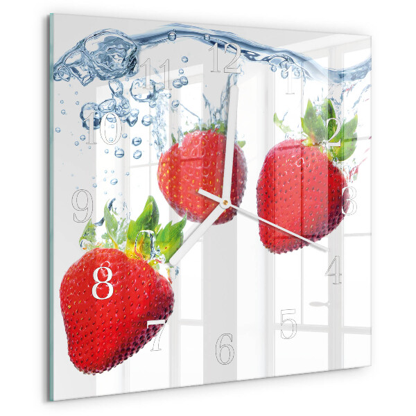 Wanduhr quadratisch Erdbeeren