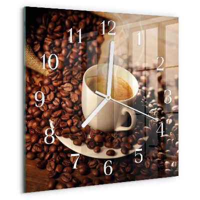 Wanduhr quadratisch Tasse Kaffee