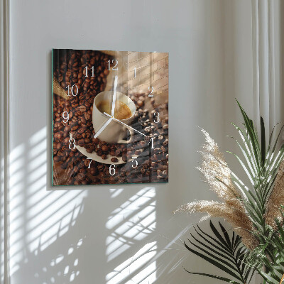 Wanduhr quadratisch Tasse Kaffee