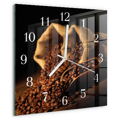 Wanduhr quadratisch Kaffeebohnen