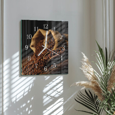 Wanduhr quadratisch Kaffeebohnen
