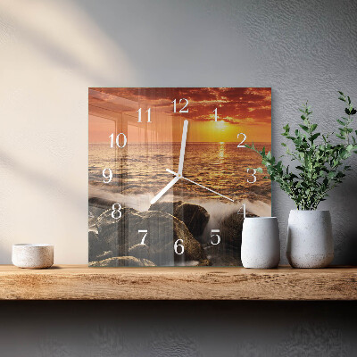 Wanduhr quadratisch Sonnenuntergang