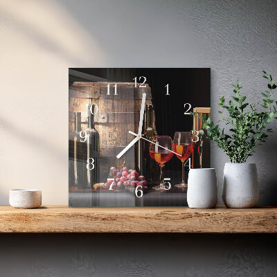Wanduhr quadratisch Weinfass