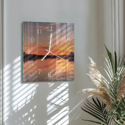 Wanduhr quadratisch Sonnenuntergang