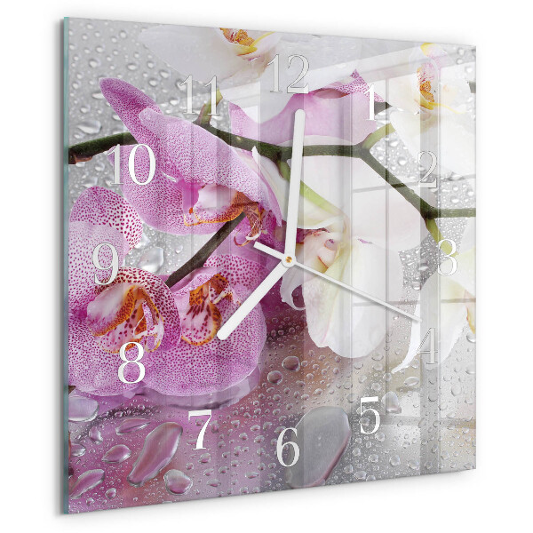 Wanduhr quadratisch Orchidee