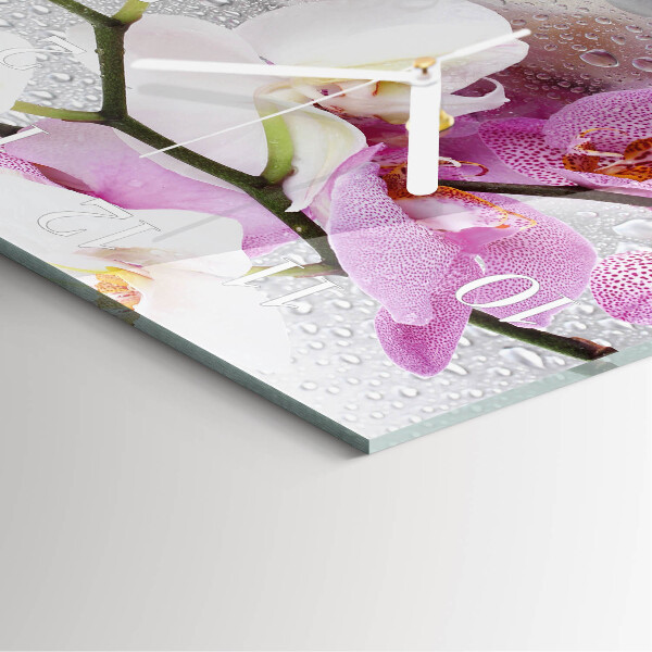 Wanduhr quadratisch Orchidee