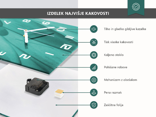 Wanduhr quadratisch Oliven