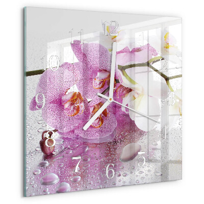 Wanduhr quadratisch Orchidee