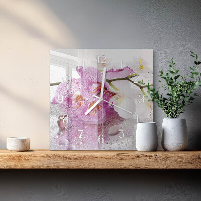Wanduhr quadratisch Orchidee