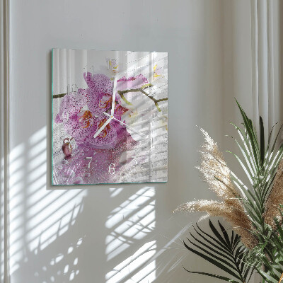 Wanduhr quadratisch Orchidee
