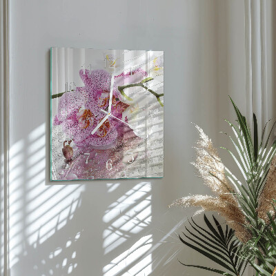 Wanduhr quadratisch Orchidee