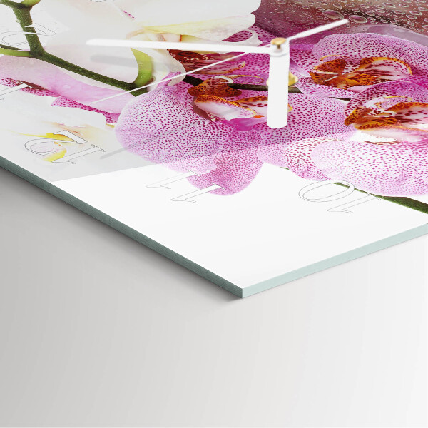 Wanduhr quadratisch Orchidee
