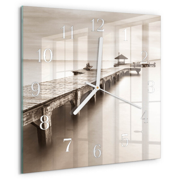 Wanduhr quadratisch Holzbrücke