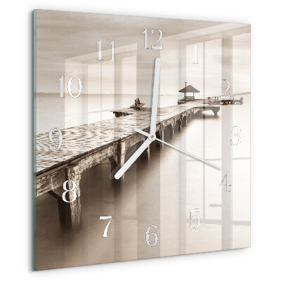 Wanduhr quadratisch Holzbrücke