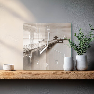 Wanduhr quadratisch Holzbrücke