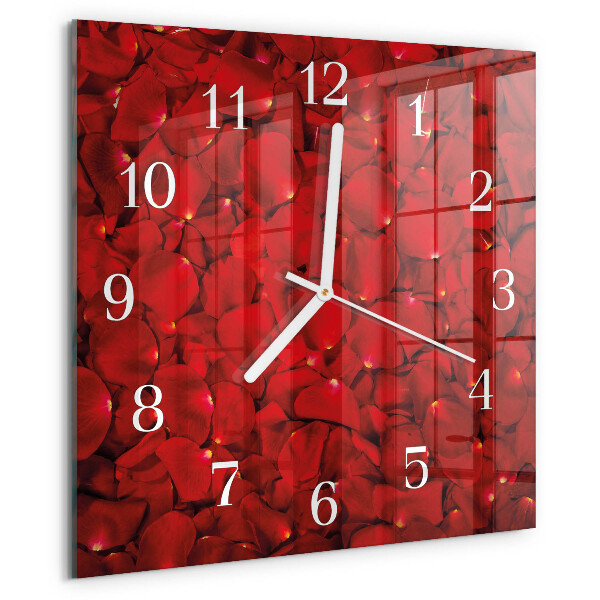 Wanduhr quadratisch Rosenblätter