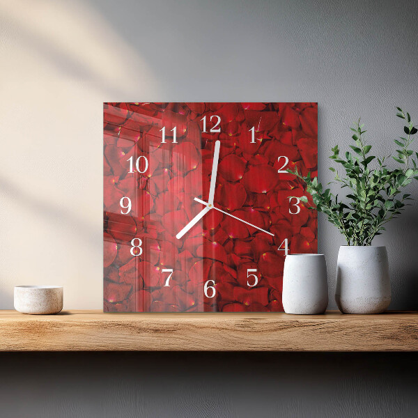 Wanduhr quadratisch Rosenblätter