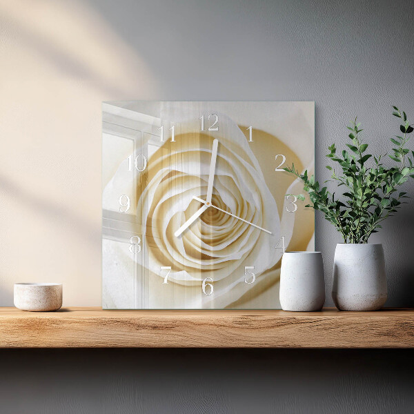 Wanduhr quadratisch Rose