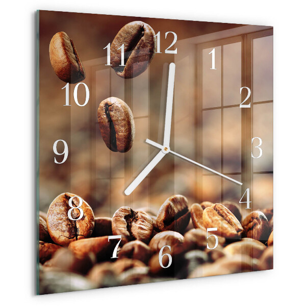 Wanduhr quadratisch Kaffeebohnen