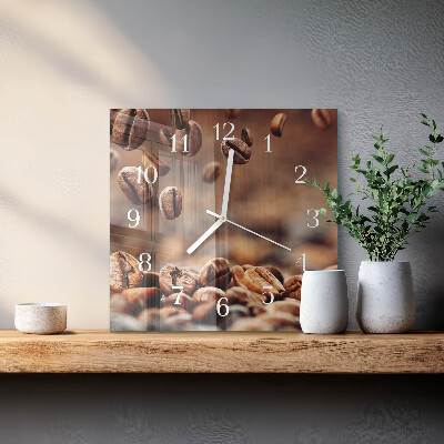 Wanduhr quadratisch Kaffeebohnen