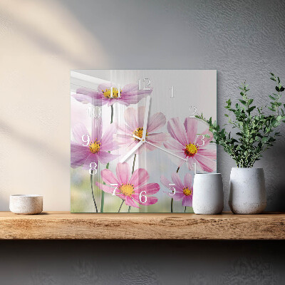 Wanduhr quadratisch Blumen