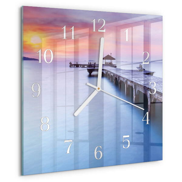 Wanduhr quadratisch Holzbrücke