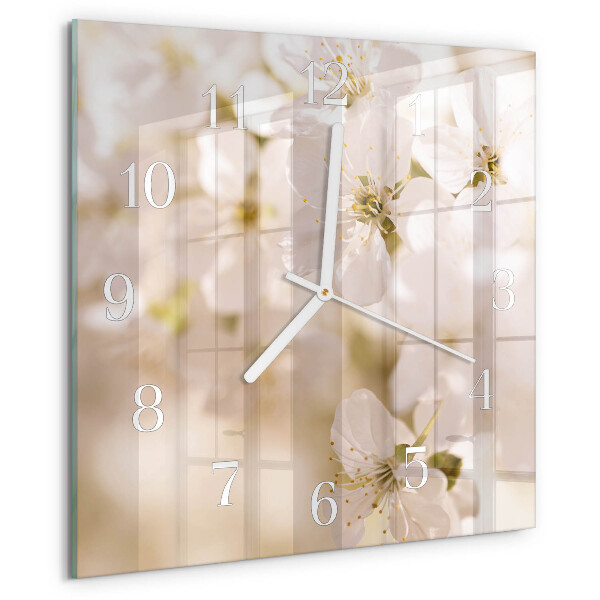 Wanduhr quadratisch Blumen