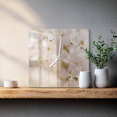 Wanduhr quadratisch Blumen