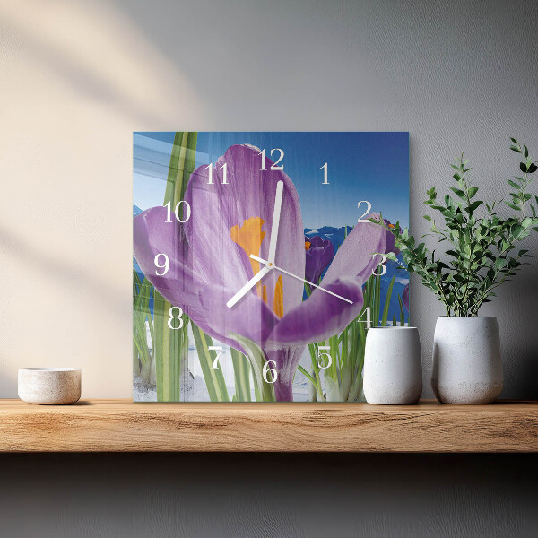 Wanduhr quadratisch Frühling