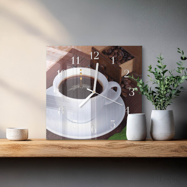 Wanduhr quadratisch Kaffee
