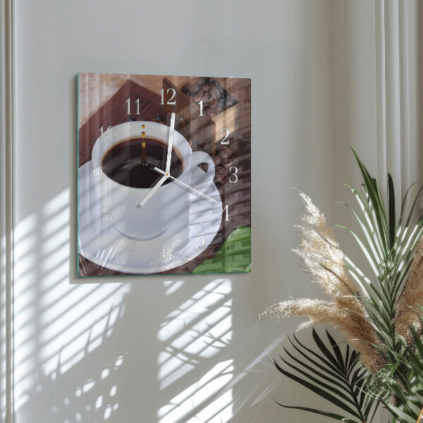 Wanduhr quadratisch Kaffee