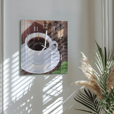 Wanduhr quadratisch Kaffee