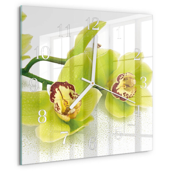 Wanduhr quadratisch Orchidee