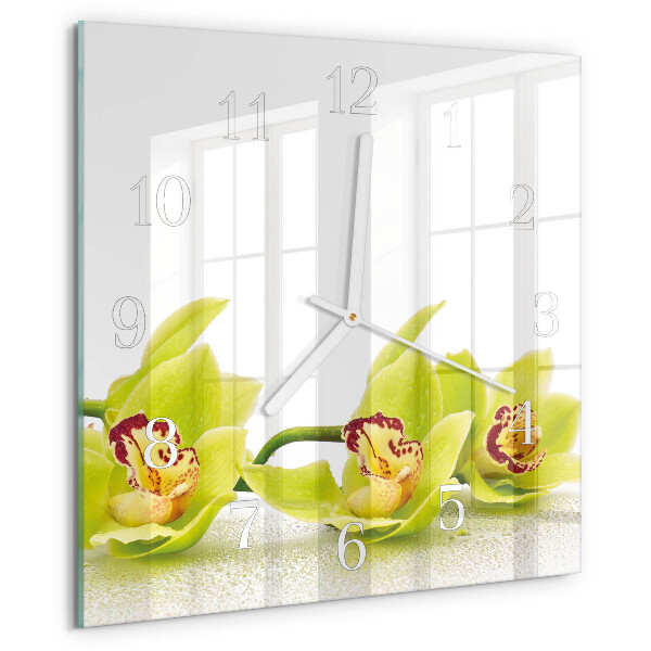 Wanduhr quadratisch Orchidee