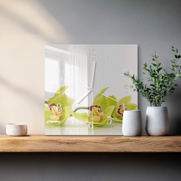 Wanduhr quadratisch Orchidee