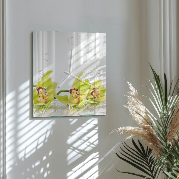 Wanduhr quadratisch Orchidee
