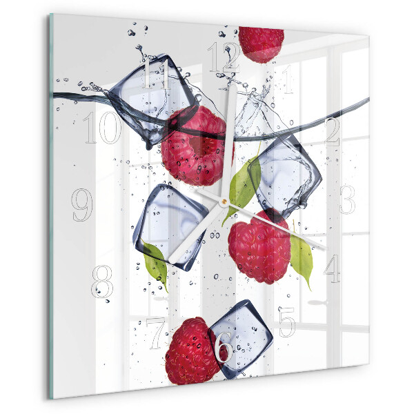 Wanduhr quadratisch Himbeeren