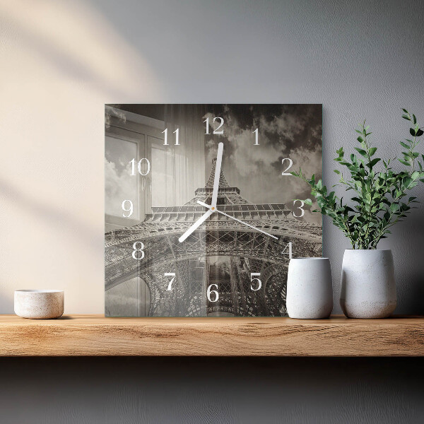 Wanduhr quadratisch Eiffelturm