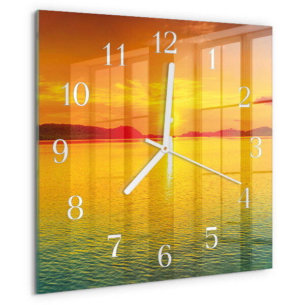Wanduhr quadratisch Sonnenuntergang