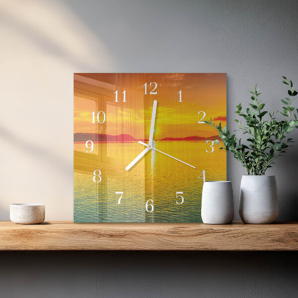 Wanduhr quadratisch Sonnenuntergang
