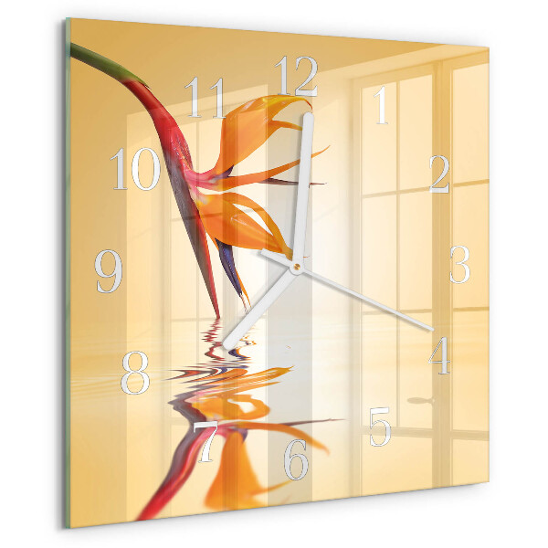 Wanduhr quadratisch Blume